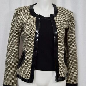 MICHAEL SIMON leather trimmed knit top & jacket *